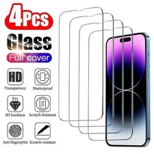 4PCS Tempered Glass Screen Protector for iPhone 12 13 14 15 16 Plus Pro Max X XS