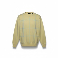 Vintage John Ashford 100 Cotton Windowpane Sweater Yellow Blue L