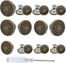 12 Sets Jeans Buttons Replacement, 17Mm 20Mm Adjustable No Sew Removable Metal P
