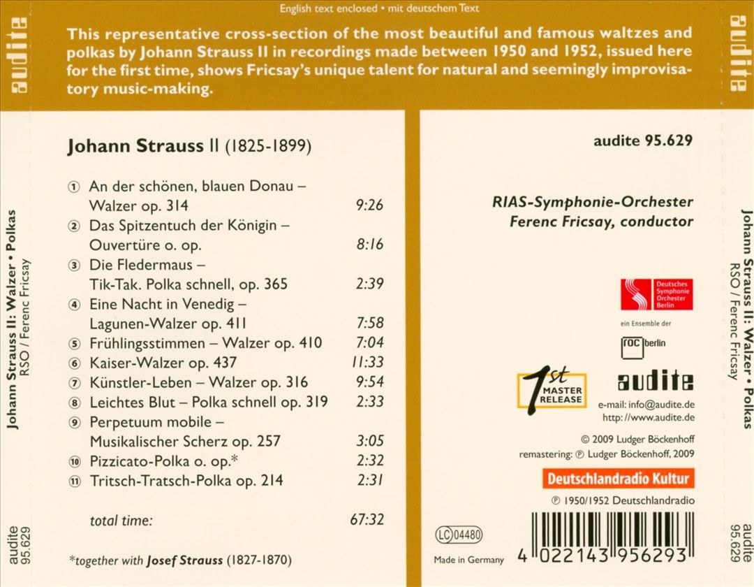 Ferenc Fricsay Johann Strauss Ii: Walzer, Polkas New Cd