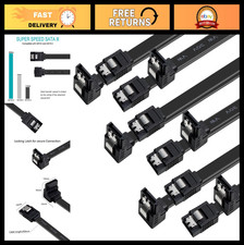 SATA III Cable 6 Pack, 18 Inch 90 Degree Right Angle, 6Gbps with Locking Latch f