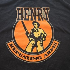 VTG Henry Repeating Arms T Shirt Mens XL Black Orange Logo Graphic Tee USA Made