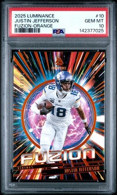 2025 PANINI LUMINANCE FUZION ORANGE #10 JUSTIN JEFFERSON 88/100 PSA 10