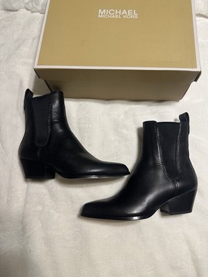 Michael Kors Kinlee Bootie Black Slip On Ankle Leather Pointed Toe 6.5