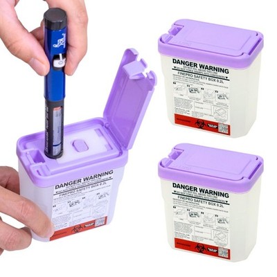 FinePro 0.2L Portable Pen Needle Disposal Container - 3 Pack - Safe Sharps Stora
