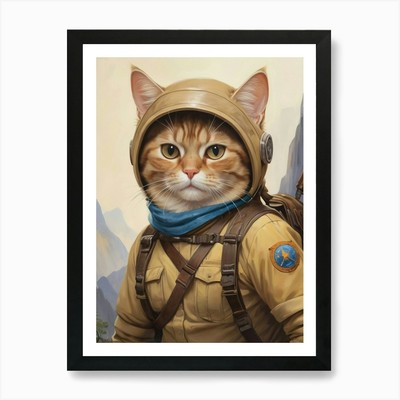 Astronaut Katze Gemälde Haustierliebhaber Ar gerahmt Wandbild Poster Leinwanddruck Bild