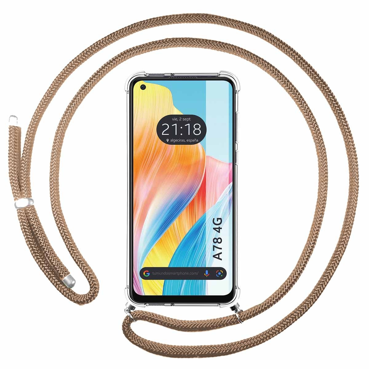 Funda Trasparente Appesa Per Oppo A78 4G Con Corda Camel