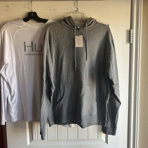 Peter Millar Crown Mens Gale Lava Wash Grey Hoodie Logo Size Large