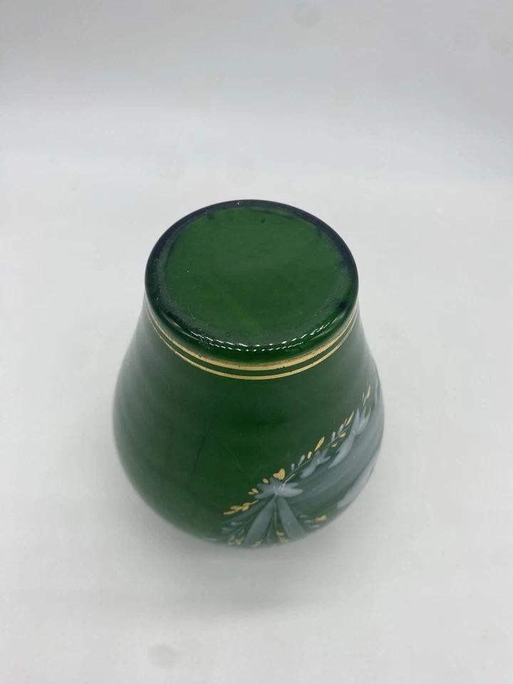 ca.1880 波希米亚哈拉赫“Machalit”绿色白色大理石玻璃花瓶上釉天鹅 — 第 4/4 张图片