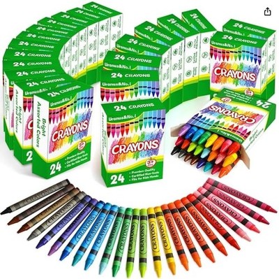 Crayons Bulk 24 Count, 48 Individual Boxes of 24 Assorted Colors for Kids 4-8...