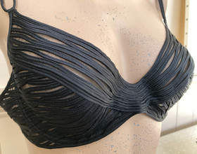 La Perla silk bra IT3 36B black soutache vintage bralet top