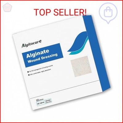 Algitocare Calcium Alginate Wound Dressing - 4 x4  Patches, 10 Packs, Non-Stick 