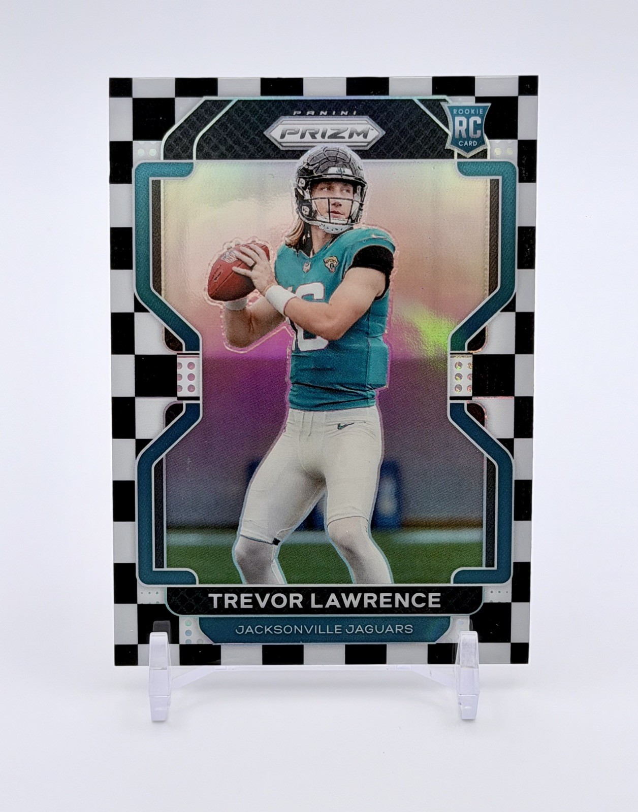 Trevor Lawrence 2021 Prizm Football Black & White Checker SSP Rookie Card #331