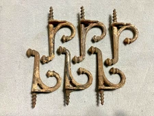 Lot of 6 Matching Antique Ornate Cast Iron Acorn Design Coat / Hat  Rack Hooks