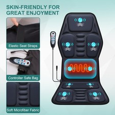 9 Mode Seat Chair Massager Pad with Heat Back Massager for Car Home Use Black