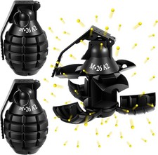 Sratte 2 Pcs Toy Hand Grenade for Battle Game with 20 Round Foam Ammo Black