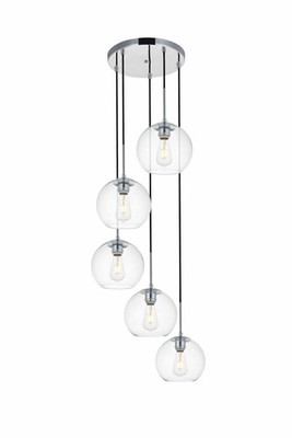 Elegant Lighting LD2226 Baxter 5 Light 18''W Pendant - Chrome