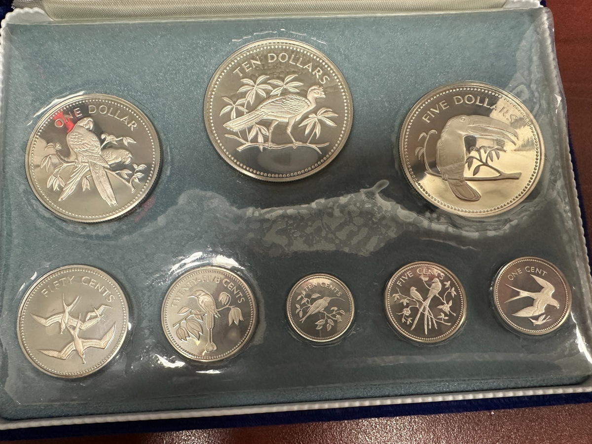 1974 Belize Proof Sterling Silver Coin Set 8 Coins Franklin Mint