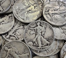 $10 Face Value Walking Liberty Silver Half Dollars (20), FV MIXED DATES roll 50c