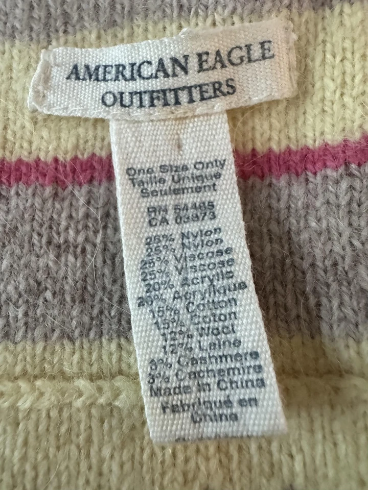 American Eagle Scarf Womens One Size Striped Polka Dot Soft Knit Shawl Retro - Image 3 of 4