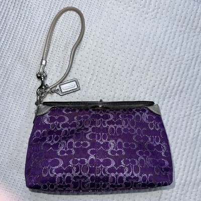Y2K Vintage Coach Optic C Metallic Purple Lurex Mini Bag Wristlet