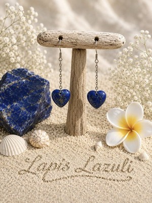 Lapis Lazuli Heart Earrings  