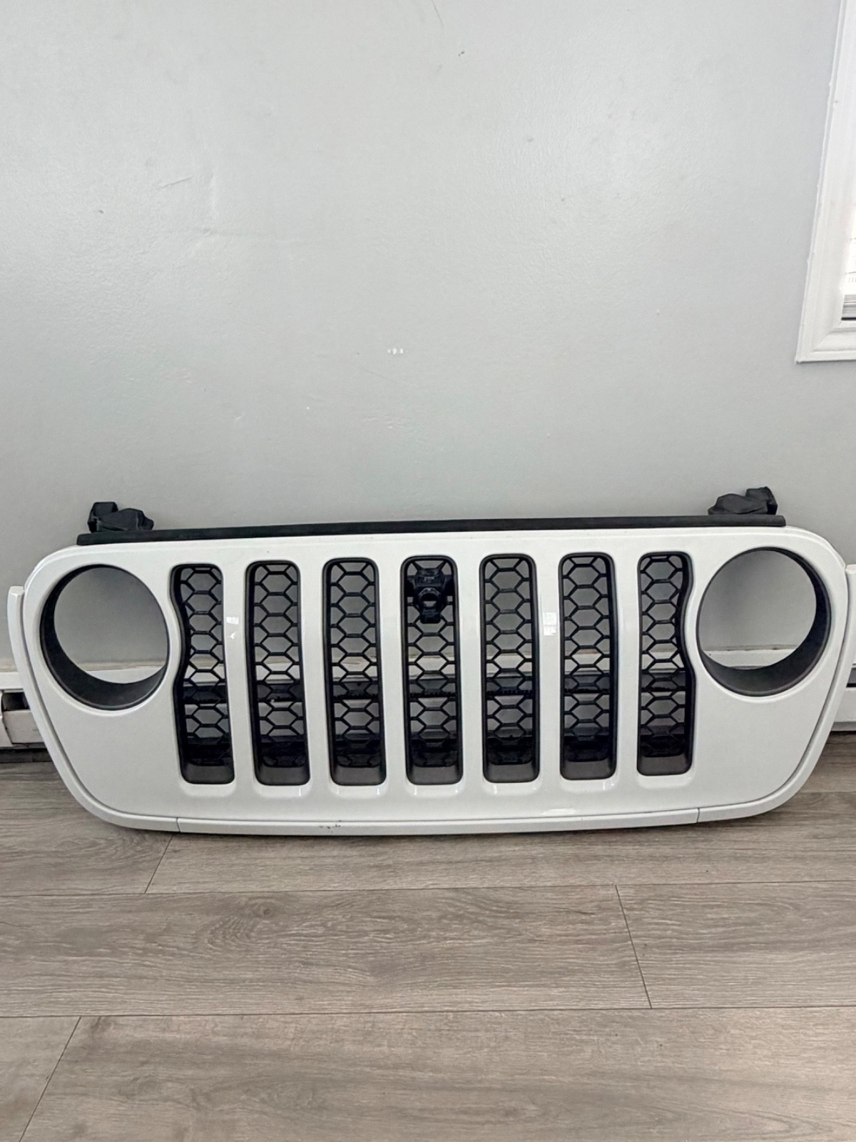 White Front Grille w/camera hole For 2018-2024 Jeep Wrangler JL / Gladiator JT
