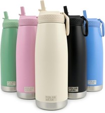 Polar Gear 930ml Stainless Steel Water Bottle with Straw | Leakproof Insulated