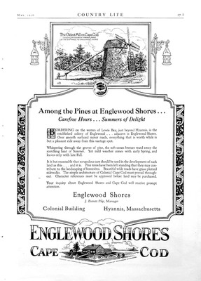 1926 Real Estate Ad Englewood Shores Lewis Bay Cape Cod MA Full Page