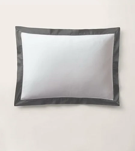 RALPH LAUREN GRAPHITE GREY BORDER ORGANIC COTTON SATEEN KING PILLOW SHAM $185