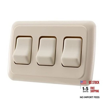 Triple SPST On-Off Switch with Bezel, 12-Volt, for RV, Trailer, Camper () Almond
