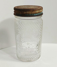 Vintage Jumbo Brand Peanut Butter Glass Jar with Lid Made In USA