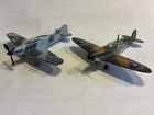 VINTAGE DIECAST DINKY TOYS RAF SPITFIRE & HAWKER HURRICANE WW2 FIGHTER PLANES