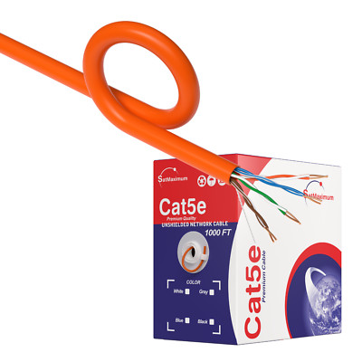 CAT5e 1000FT UTP Cable Solid 24AWG Orange Ethernet LAN Wire RJ45 10 pcs 10000ft