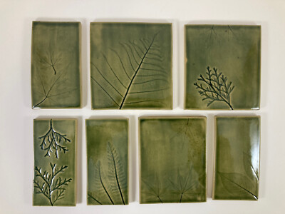 Studio Pottery Tiles Ceramic Green Nature Mosaic Leaf Leaves Tree, 2.5 - 5 