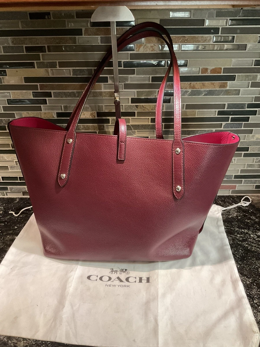 Coach MARKET TOTE Polished Pebble Leather Large 37756 Burgundy eBay