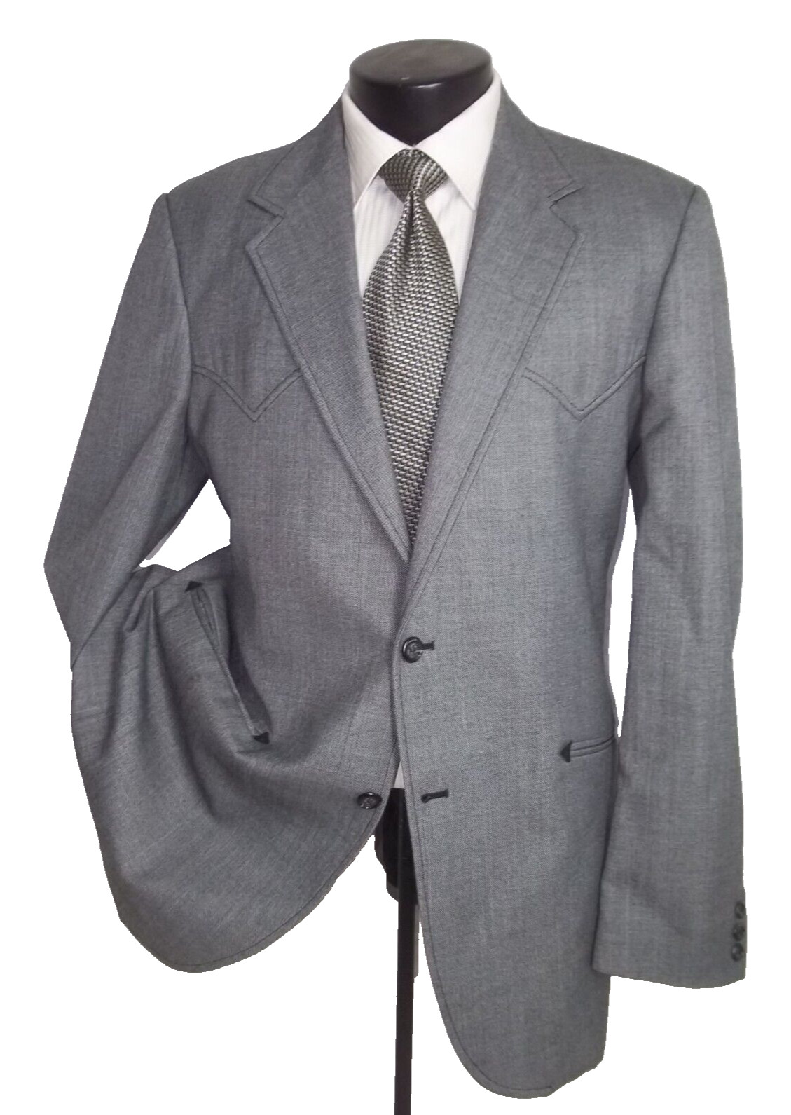 ]] Kenny Rogers Solid Gray 2Button Country Style … - image 3