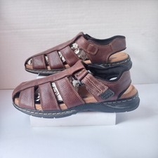 Dr. Scholl  s Gaston Brown Leather Hook  Loop Fisherman Sandals Men US 11M B 4