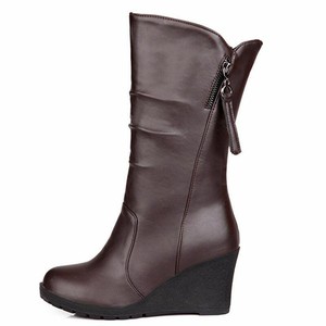 Botas De Nieve Para Mujer Tacones Cuña Casuales Zapatos Invierno Moda Felpa  Piel | eBay