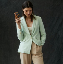 Maeve Anthropologie Afterparty Menswear Blazer Jacket Moss Mint Green Us 4