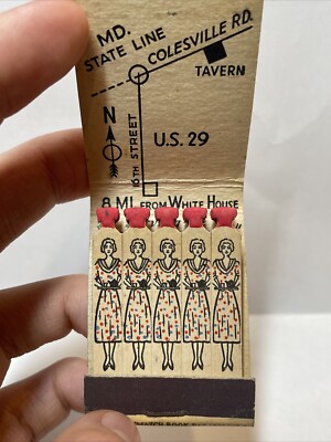 RARE! Mrs. K s Toll House Tavern Silver Springs MD 30s 40s FEATURE Matchbook