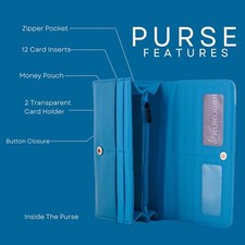 Portafoglio Donna Con Stampa Gufo - Beige E Blu, Con Tasca Monete E 8 Tasche Carte - Foto 9