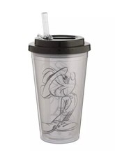 Disney Parks Mickey Mouse Sketchbook Acrylic Flip Straw Cup Clear 18 oz 532 ml