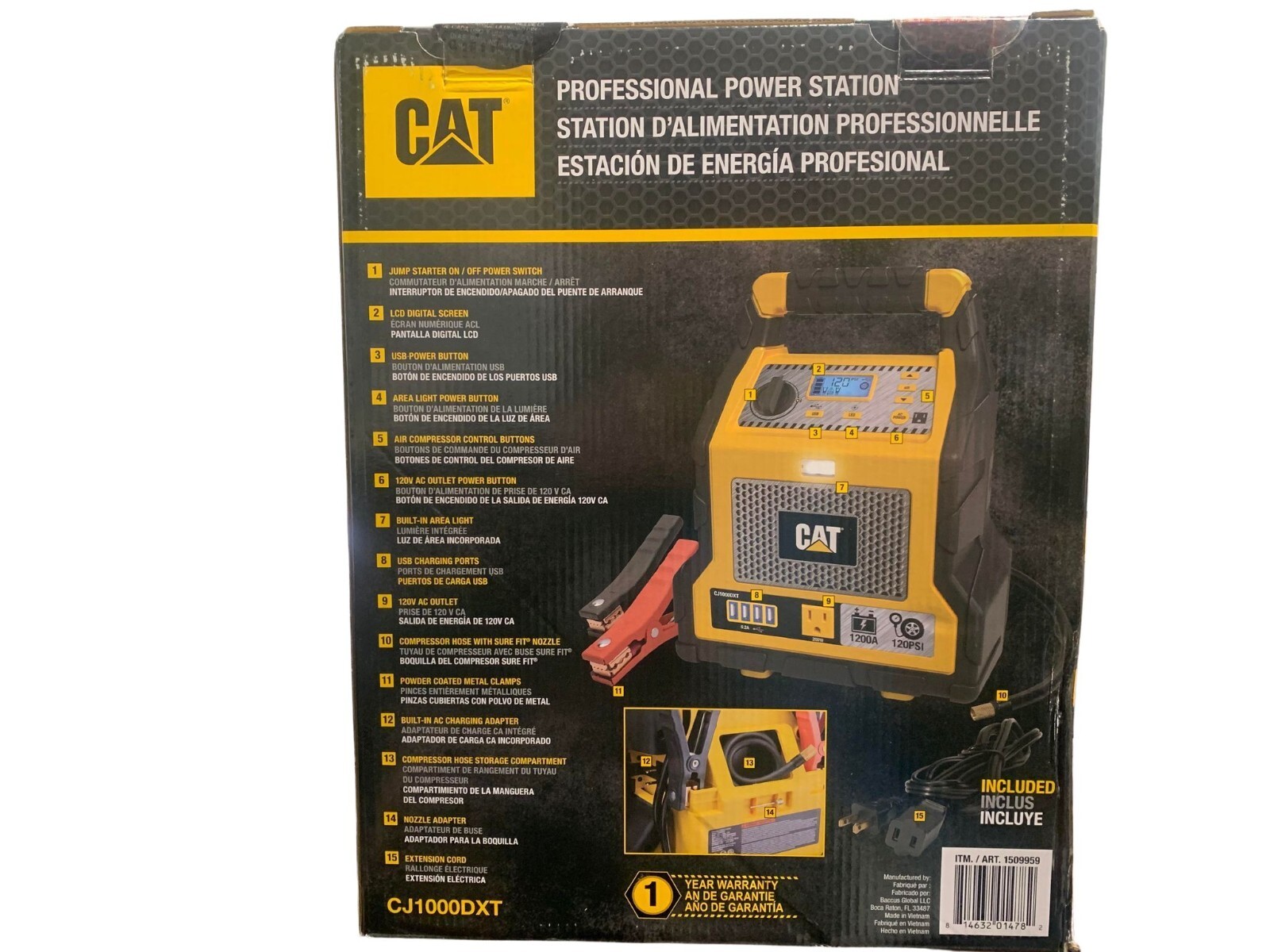Cat Professional Power Station CJ1000DXT 1200 Peak Amp Jump Starter Air