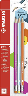 Stabilo pencil 160 Sechskantbliestift mit Radierer 2B 3 er Set B-50512-10Neu/Ovp