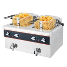 Electric deep fryer two 8-litre capacity 1800W upgraded Countertop Fryers 120V
