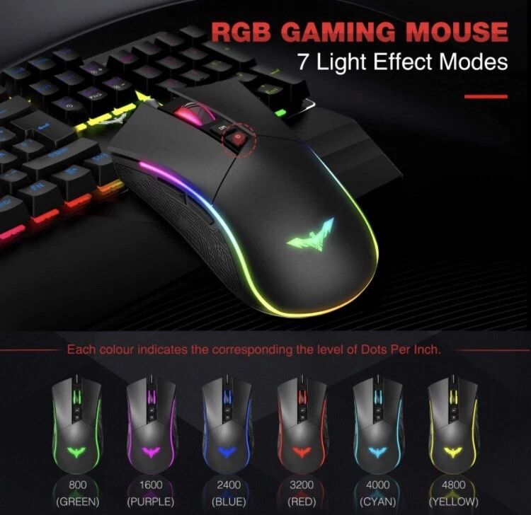 Wired Mechanical Keyboard Mouse Headset Combo Set - Image 4 of 4
