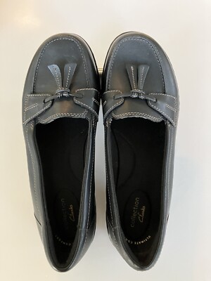 Clarks Collection By Clark's Women Black Slip On Loafer Size