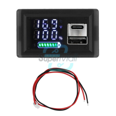 DC9-24V Battery Capacity Indicator USB Type-C LED Dual Digital Car Voltmeter