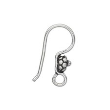 Bali Style India Antique 925 Silver Plate Dotted Earwires Earring Hooks 4 pcs